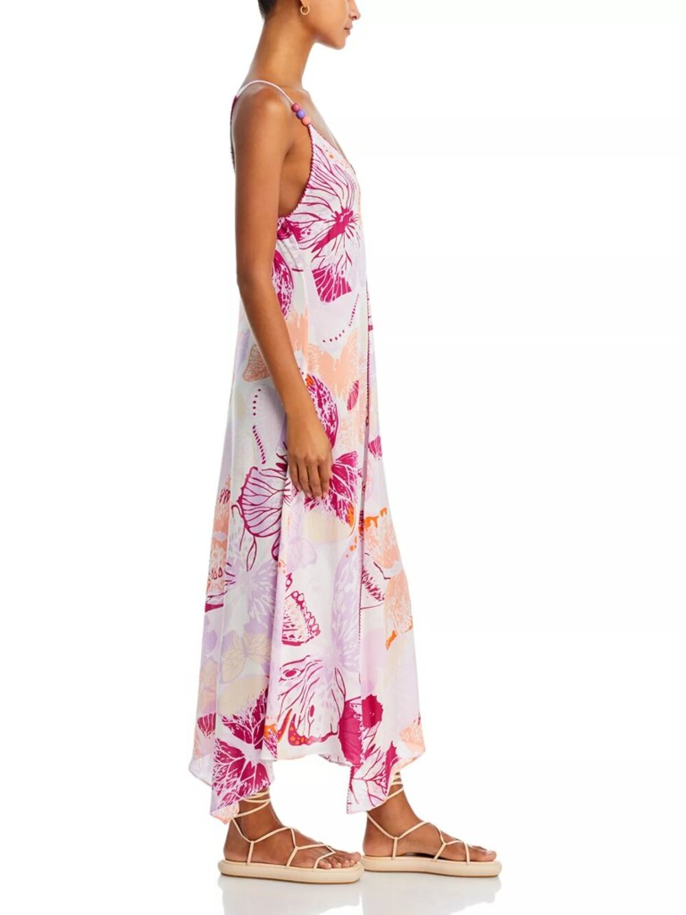 370$ Poupette St. Bdrth Bessie Strappy Asymmetric Hem Maxi Dress Size XS Pink - Picture 4 of 4